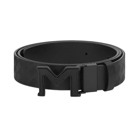 Montblanc Reversible Belt with M Extrem 3.0 Buckle, Black/Smooth Black 198646