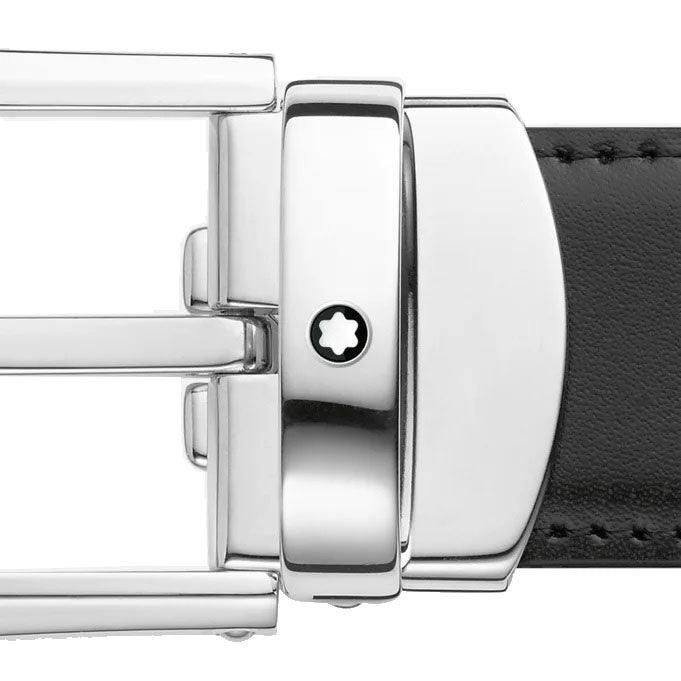 Montblanc men's elegant black/brown 30mm reversible adjustable belt 114412