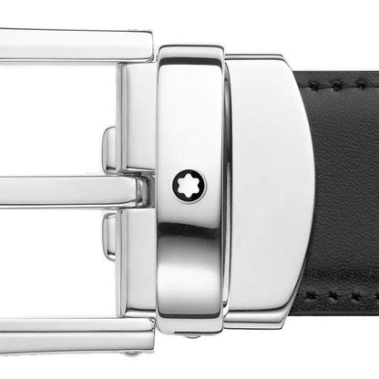 Montblanc men's elegant black/brown 30mm reversible adjustable belt 114412