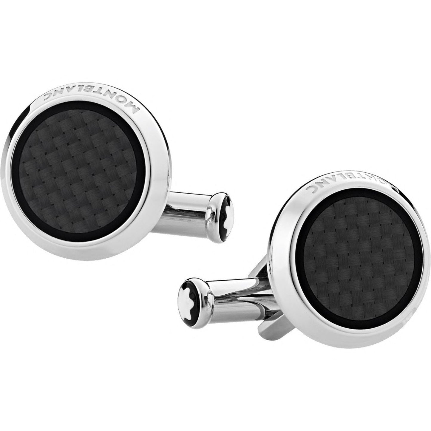 Montblanc Extreme 2.0 round cufflinks in steel with carbon-effect machined insert 124295