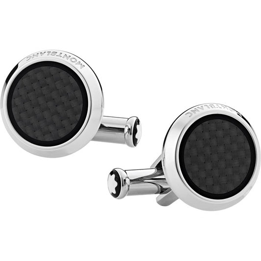 Montblanc Extreme 2.0 round cufflinks in steel with carbon-effect machined insert 124295