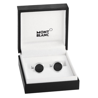 Montblanc Extreme 2.0 round cufflinks in steel with carbon-effect machined insert 124295
