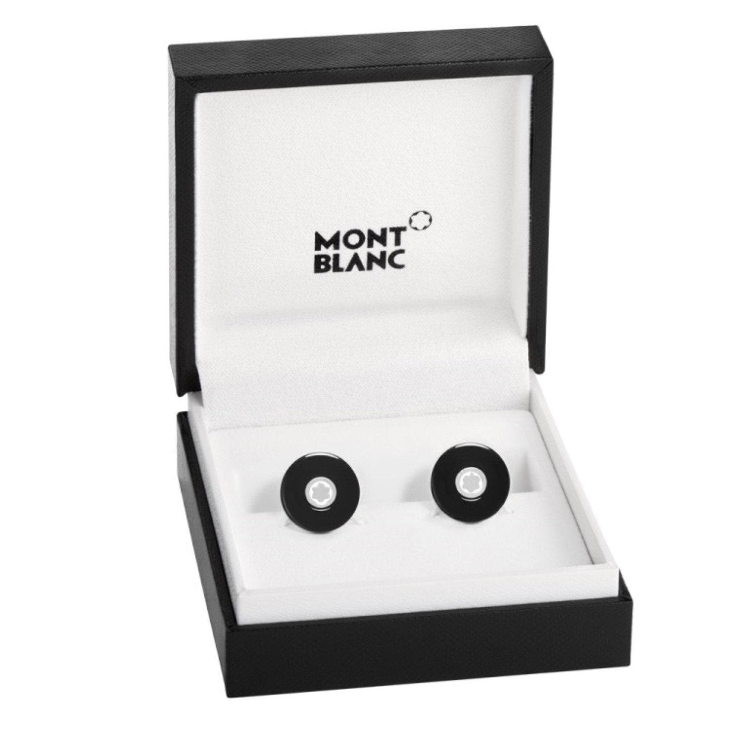 Montblanc PIX Round Steel and Black Resin Cufflinks 116666