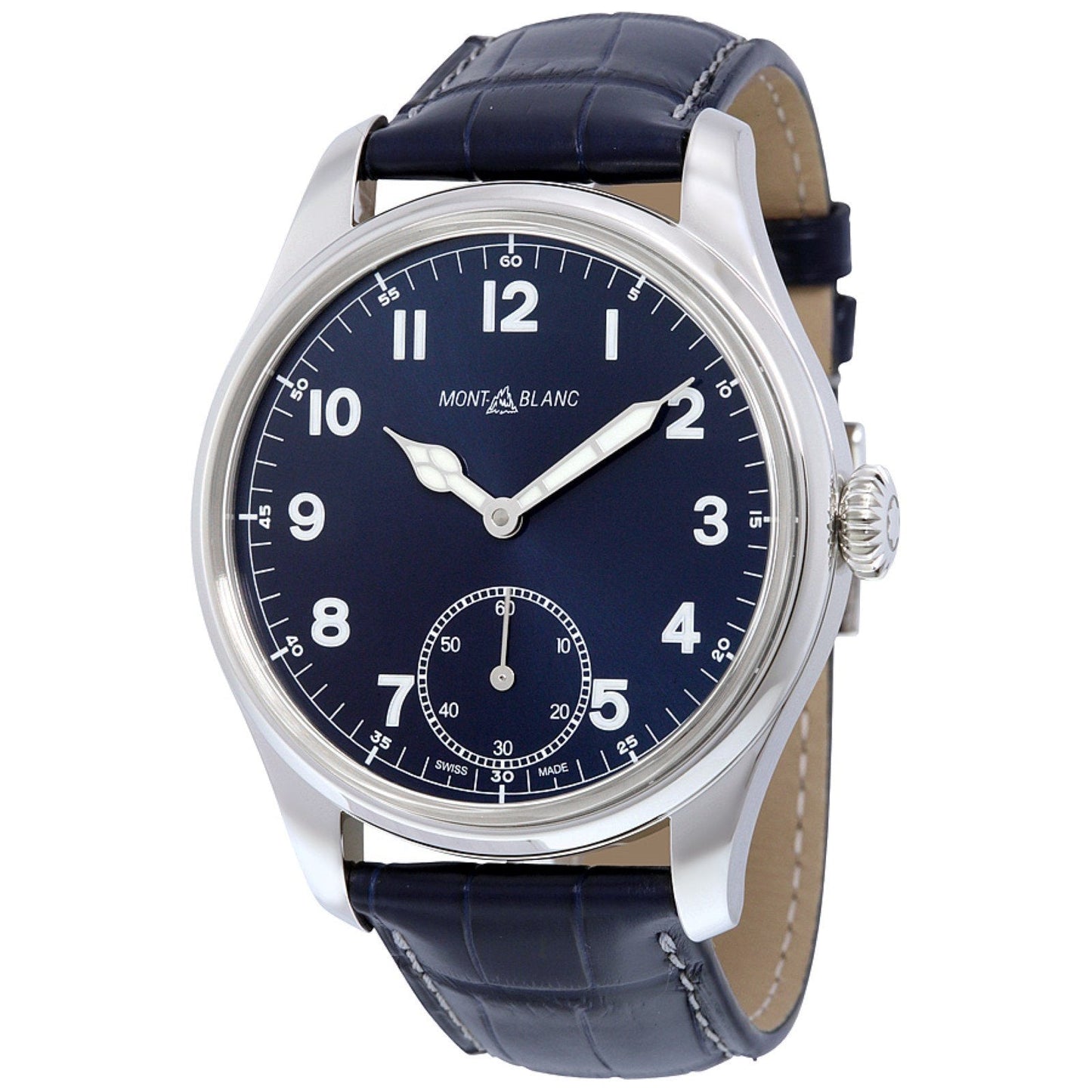 Montblanc watch 1858 Manual Small Second 44mm blue manual winding steel 113702