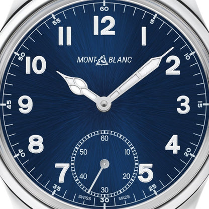 Montblanc watch 1858 Manual Small Second 44mm blue manual winding steel 113702