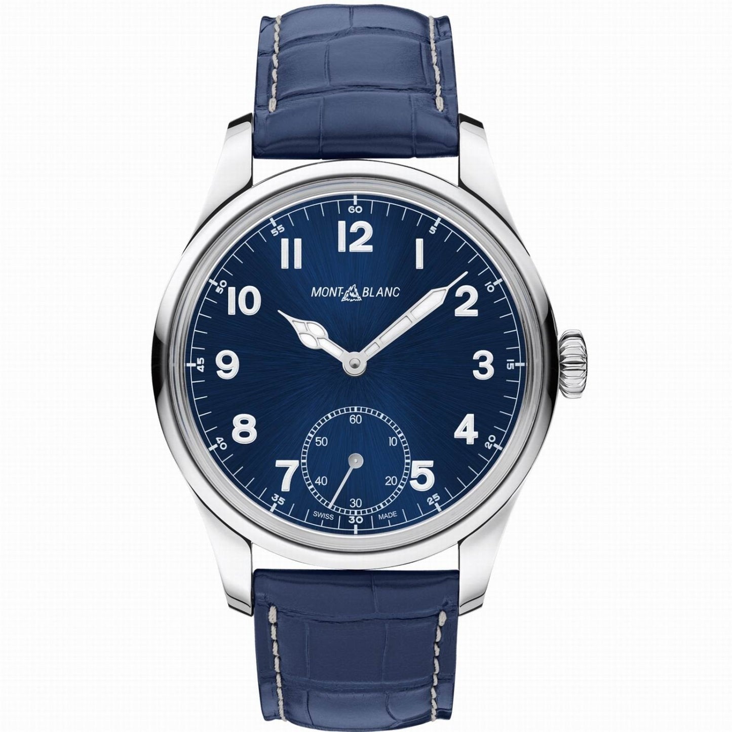 Montblanc watch 1858 Manual Small Second 44mm blue manual winding steel 113702