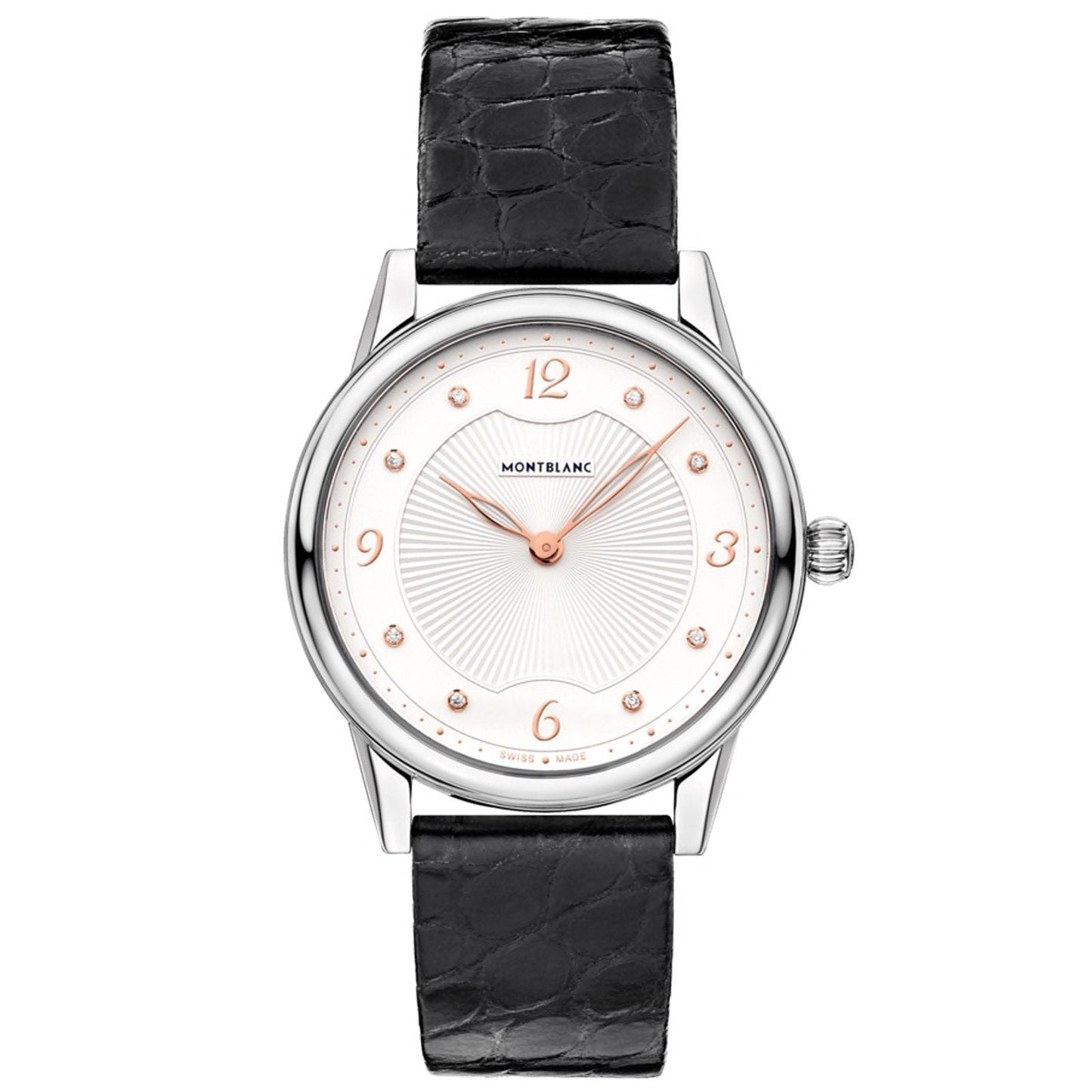 Montblanc Bohème Quartz 34mm steel black crocodile watch 123868