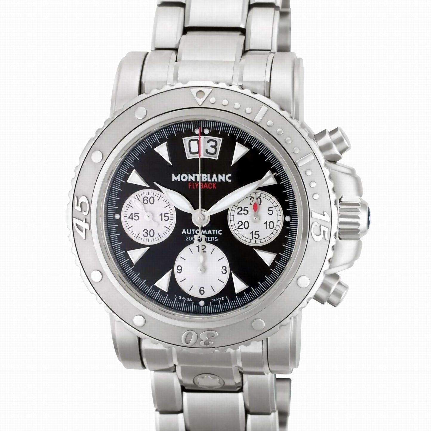 Montblanc watch Sport Flyback Chronograph 41.5mm black automatic steel 8466