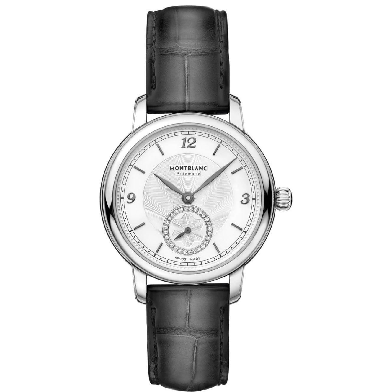 Montblanc Star Legacy Small Second 32mm silver diamonds automatic steel watch 118536