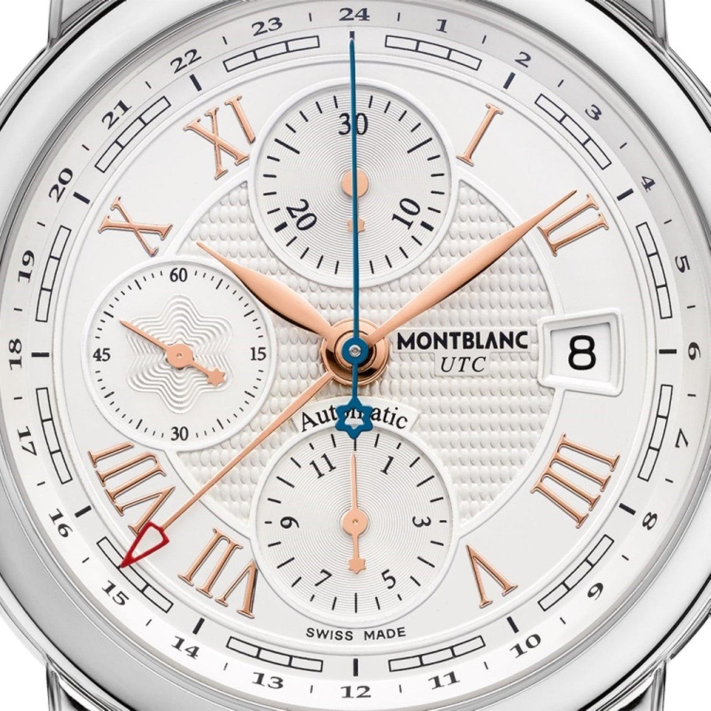 Montblanc Star Roman Chronograph UTC Carpe Diem special edition 42mm silver automatic steel watch 113880