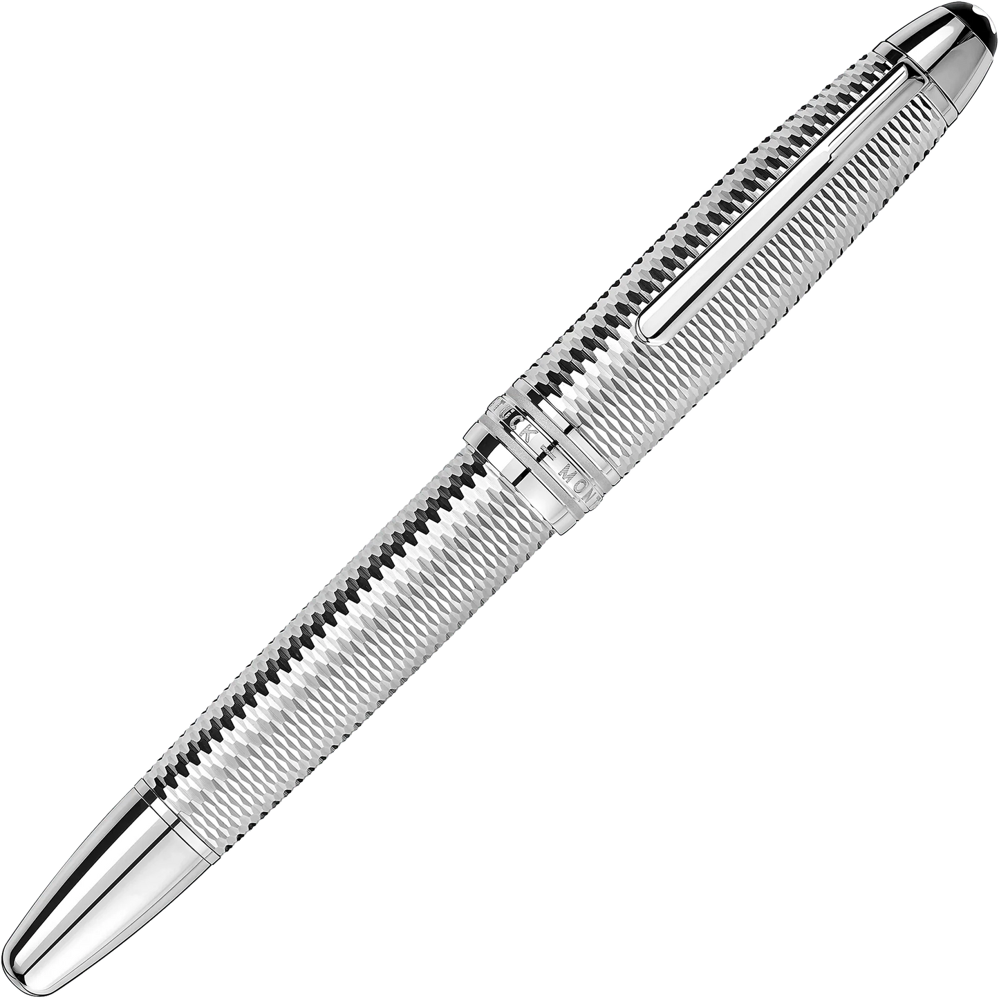 Montblanc Meisterstück Geometry Solitaire LeGrand Fountain Pen M Nib Platinum Finish Silver Color 118097
