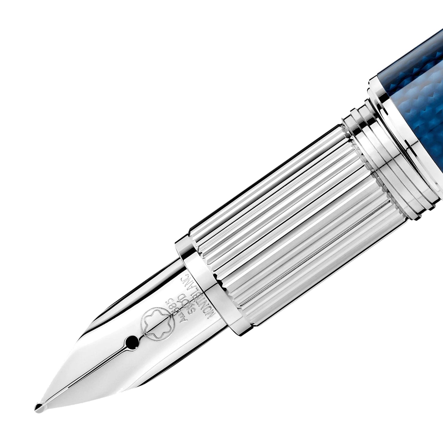 Montblanc StarWalker Blue Planet Metal Doué Steel Blue Resin Fountain Pen M Nib 125284