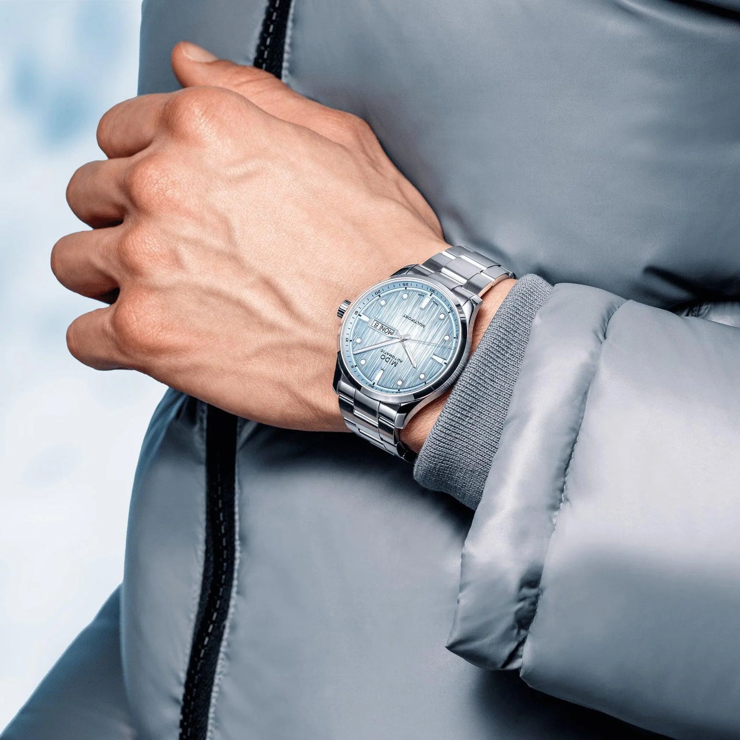 Mido Multifort M Freeze 42mm Turquoise Automatic Steel Watch with Vertical Satin Finish and C�tes de Gen�ve Dial