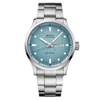 Mido Multifort M Freeze 42mm Turquoise Automatic Steel Watch with Vertical Satin Finish and C�tes de Gen�ve