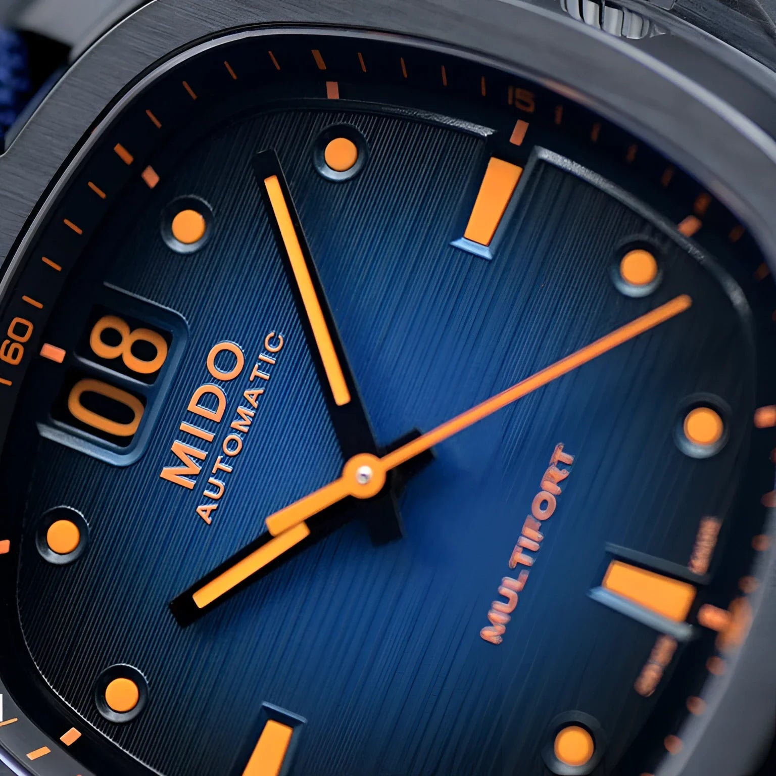 Mido Multifort TV Big Date 39x40mm Blue Automatic Watch with Sunburst Dial and Black PVD Steel Case