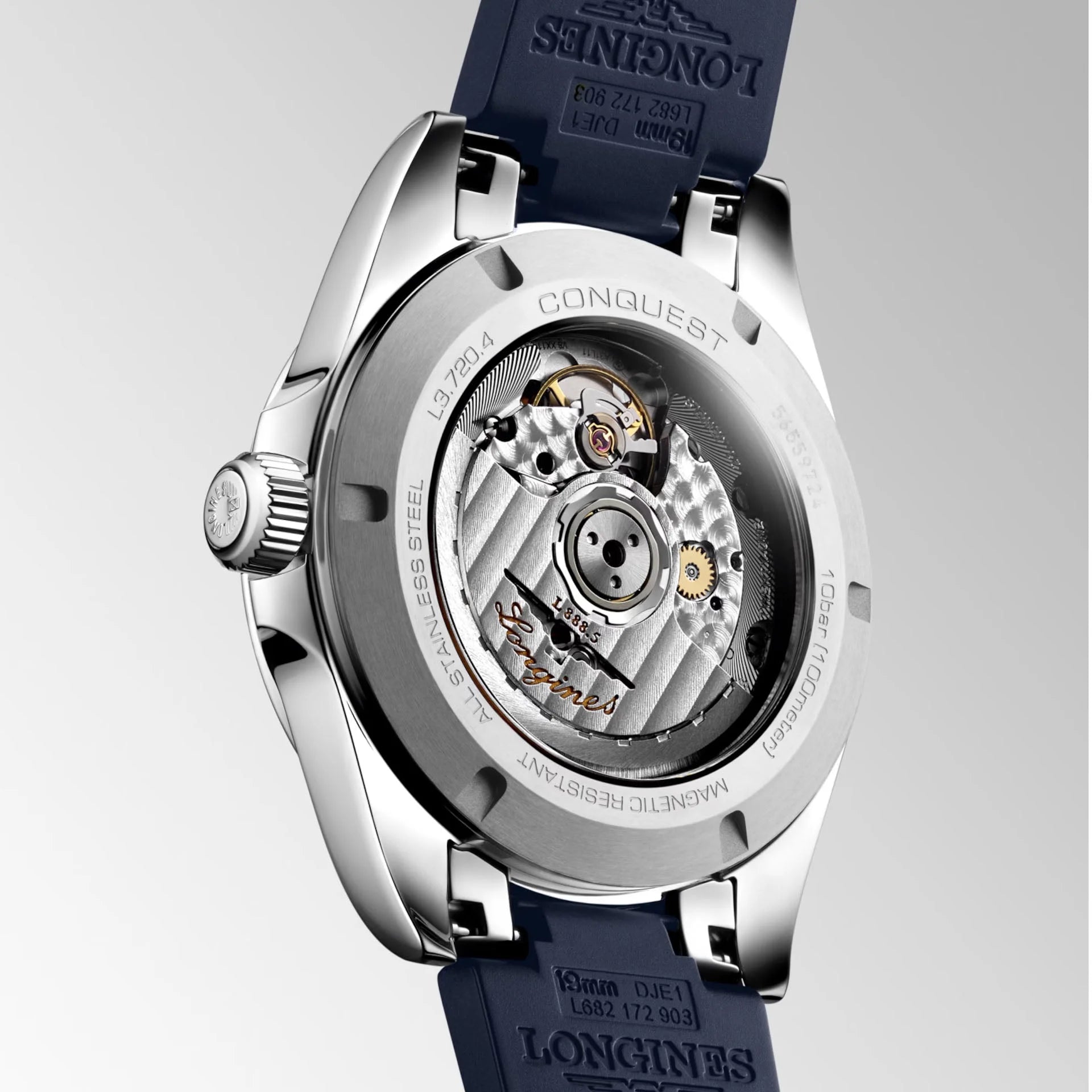 Longines Conquest 38mm blue automatic steel watch with mechanical movement protected by the Swiss Federal Office