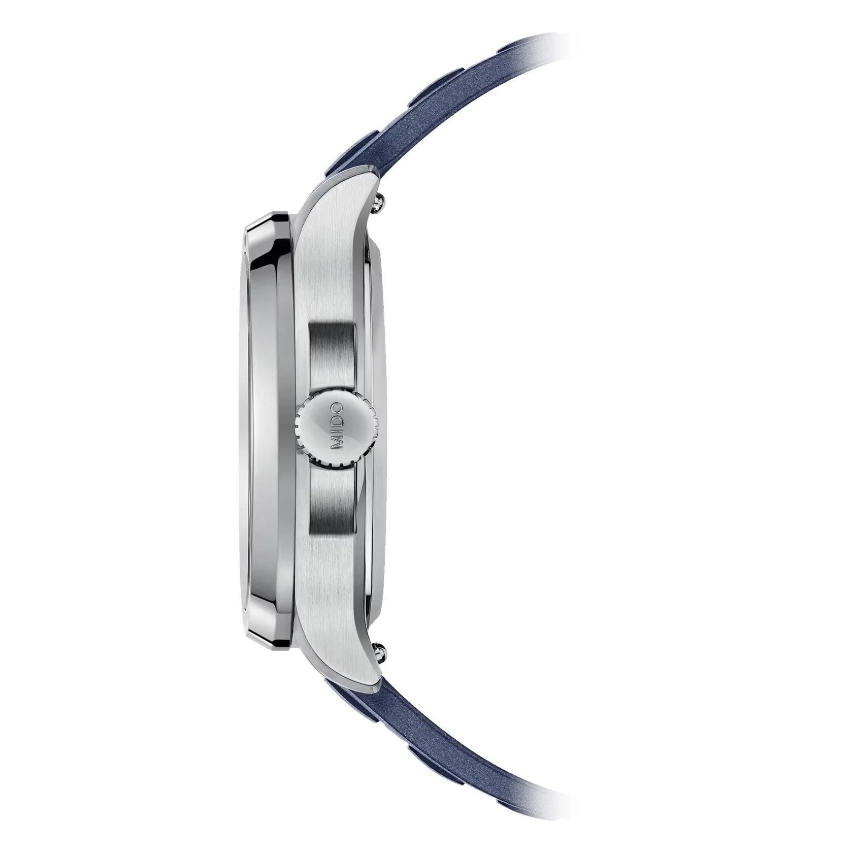 Gorgeous Swiss Mido Multifort TV Big watch with steel case and blue leather strap with big date