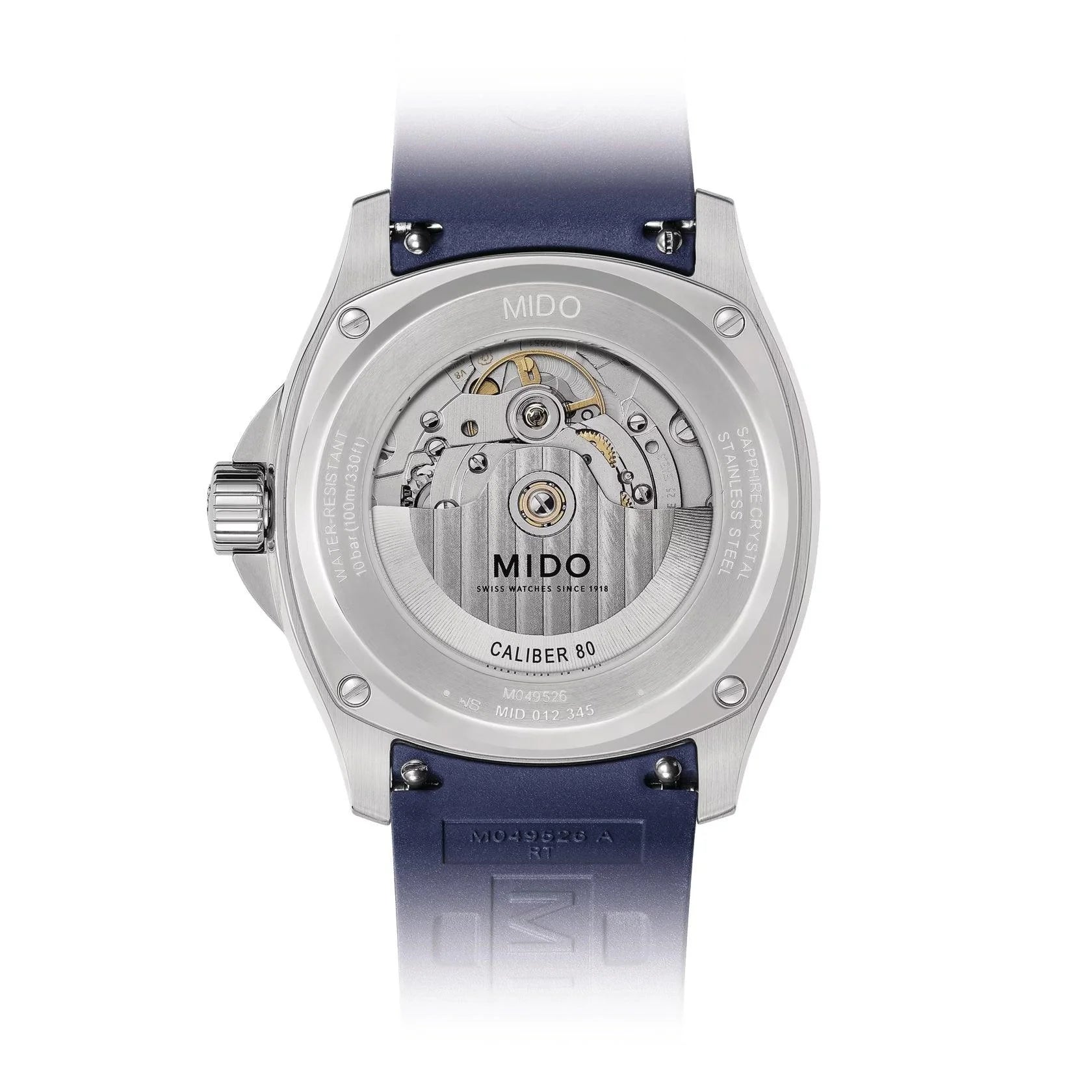 Mido Multifort TV Big Automatic Steel Watch with Big Date and Blue Rubber Strap, Gorgeous Swiss Watch
