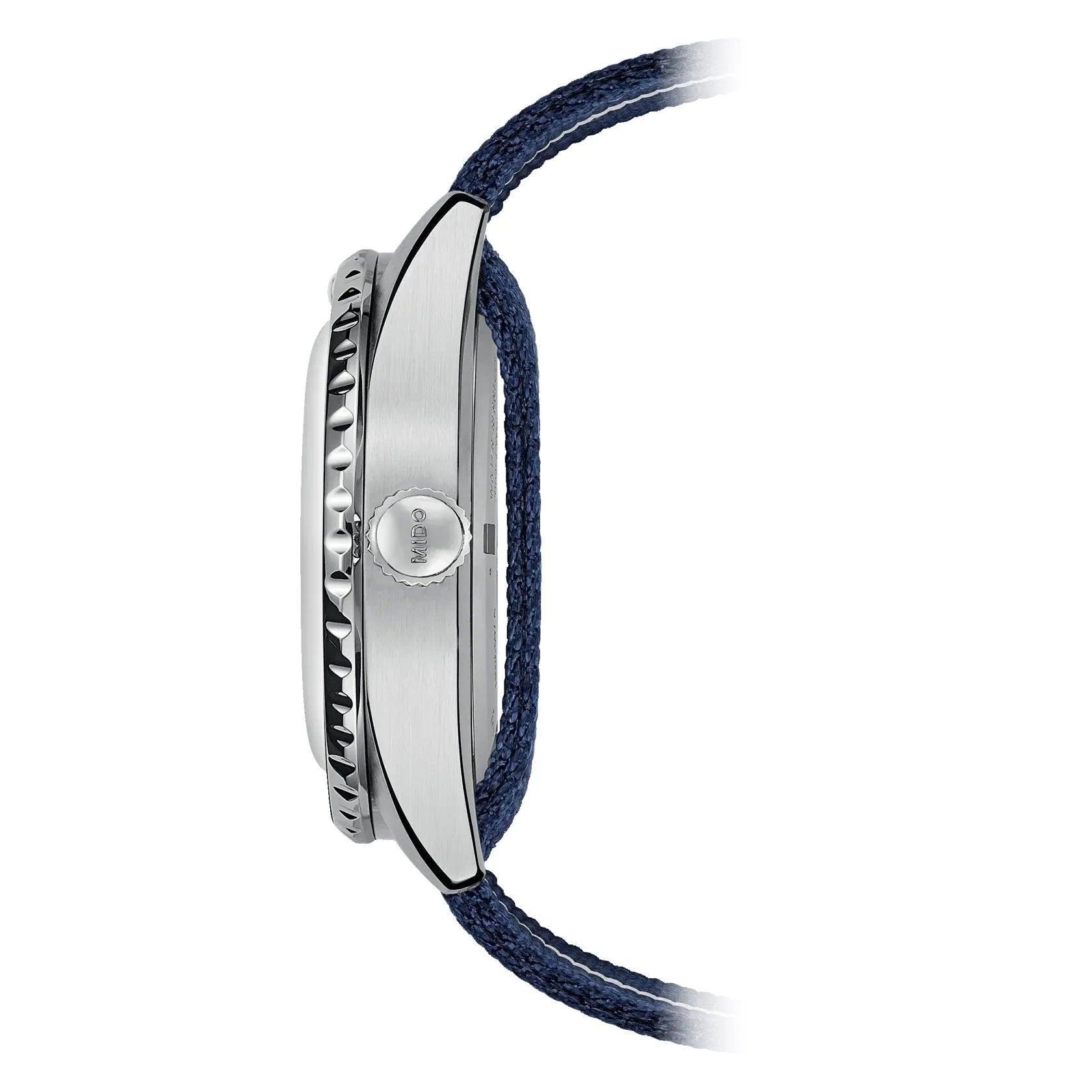 Mido Ocean Star Special Edition 40mm Blue GMT Watch with Navy Blue Fabric Strap