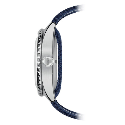 Mido Ocean Star Special Edition 40mm Blue GMT Watch with Navy Blue Fabric Strap