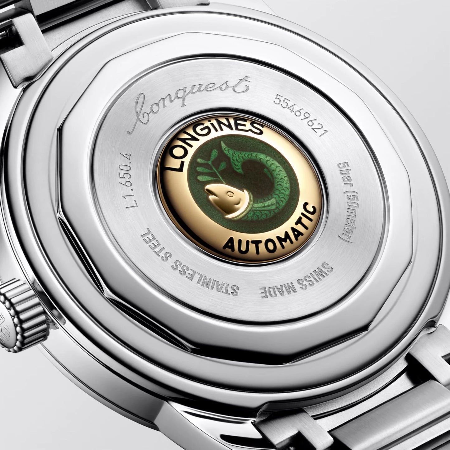 Longines Heritage 40mm Automatic Blue Stainless Steel Watch with Swiss Federal Office Engraved Emblem on the Back