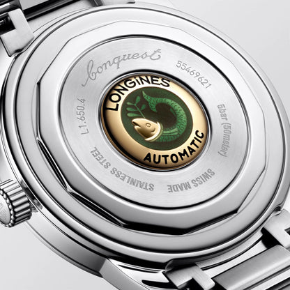 Longines Heritage 40mm Automatic Blue Stainless Steel Watch with Swiss Federal Office Engraved Emblem on the Back