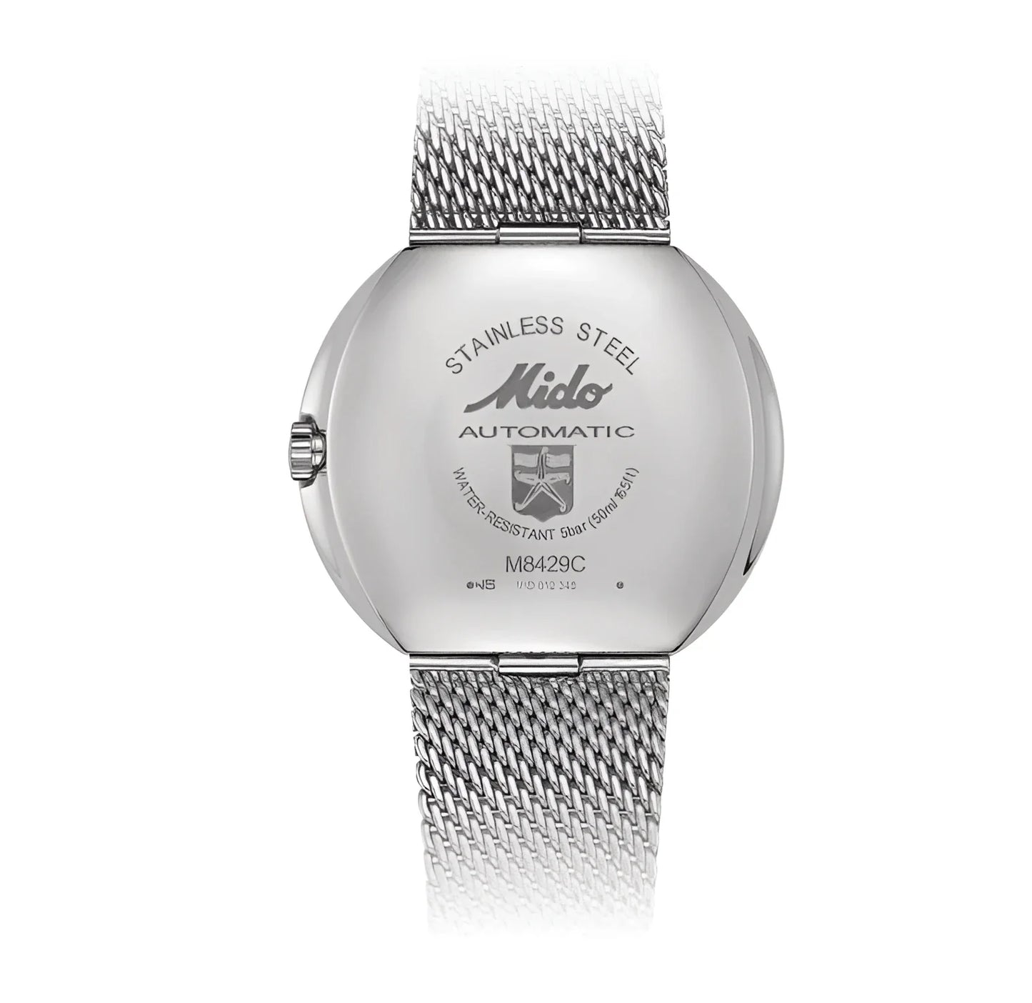 Mido Commander 1959 37mm Black Automatic Steel Watch with Silver Stainless Steel Mesh Bracelet