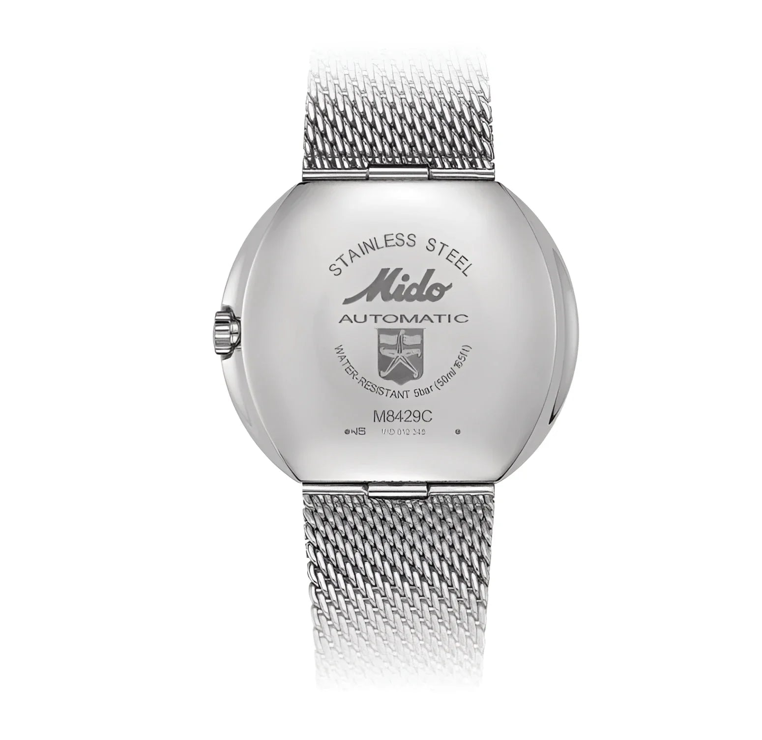 Mido Commander 1959 37mm Black Automatic Steel Watch with Silver Stainless Steel Mesh Bracelet