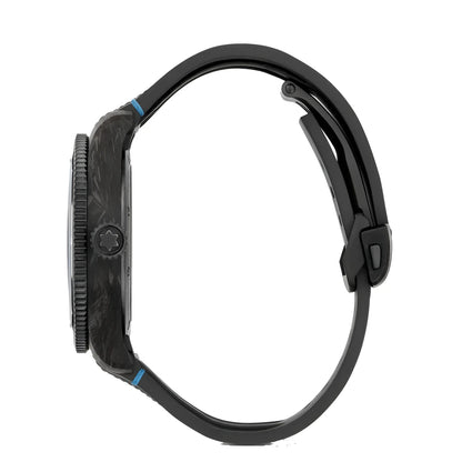 Orologio montblanc geosphere carbo₂ edizione limitata 43mm nero fibra di carbonio con cuciture blu sul cinturino