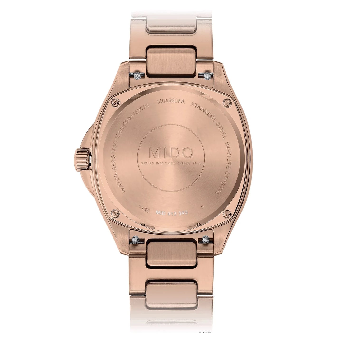 Mido orologio Multifort TV 35mm con finitura pvd oro rosa in acciaio e bracciale a maglie lucido