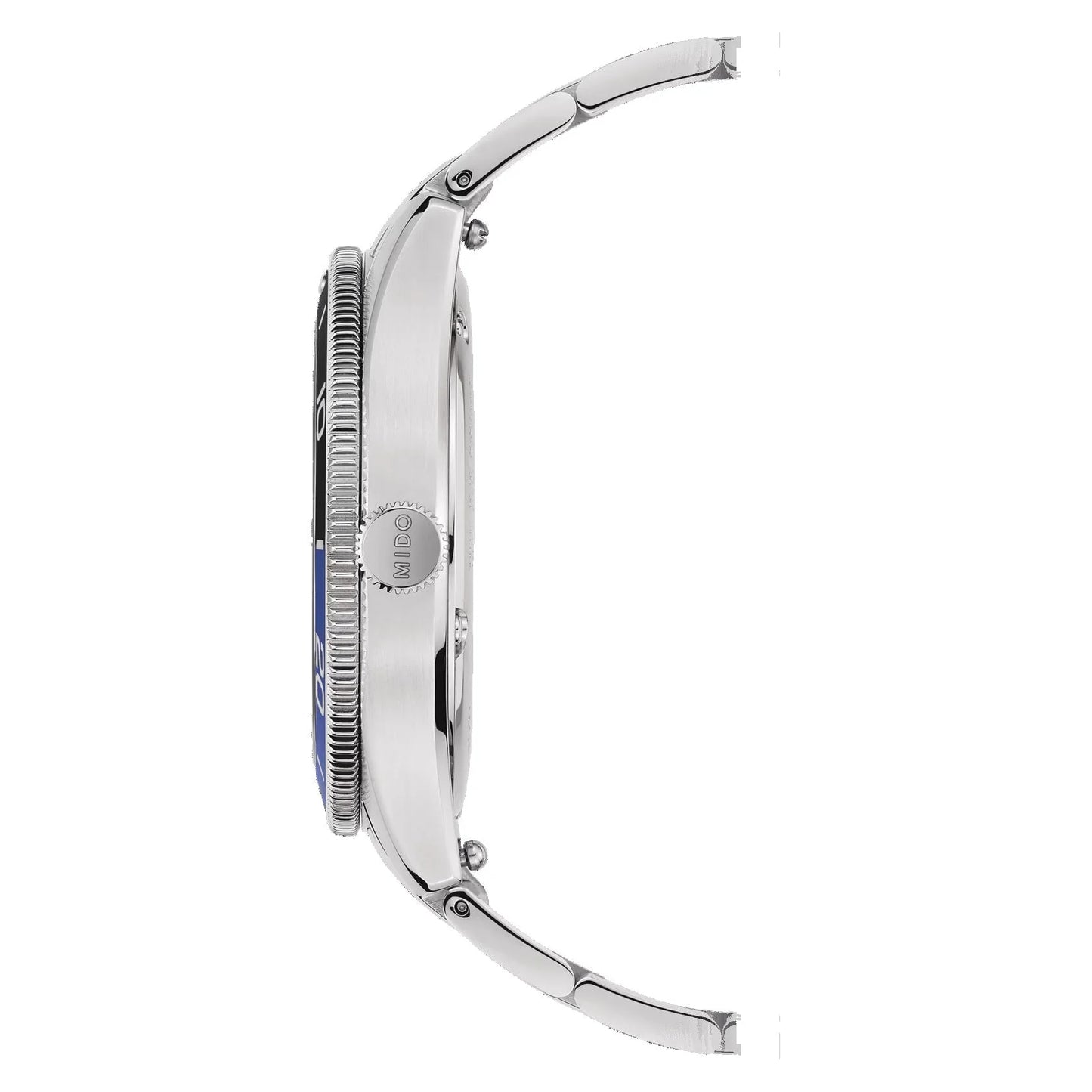 Mido Ocean Star 39mm Blue Automatic Steel Watch with Polished Stainless Steel Case and Strap and Textured Bezel