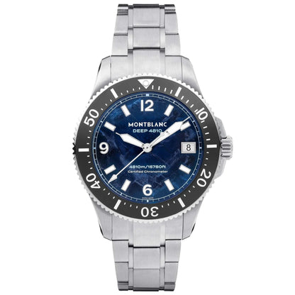 Montblanc Iced Sea Oxygen Deep 4810 Deep Blue Dial with Silver Stainless Steel Bracelet and White Numbers