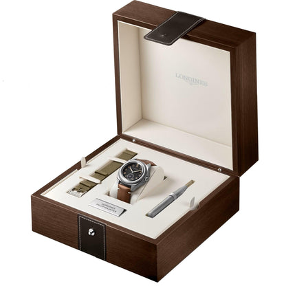 Longines Pilot Majetek Box Edition 43mm black automatic steel watch L2.838.4.53.9