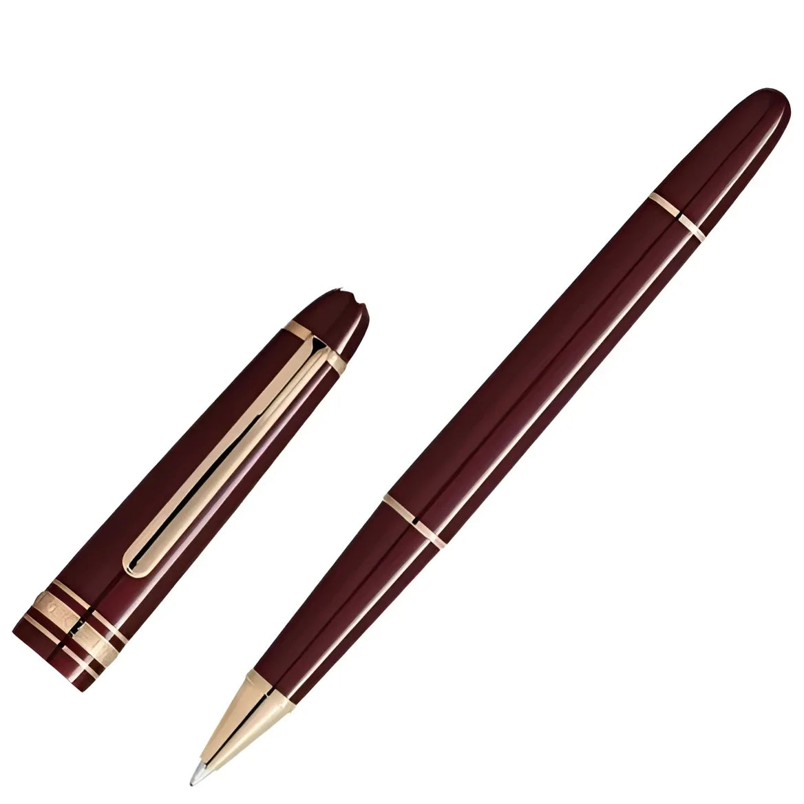Montblanc Meisterst�ck Classique Bordeaux Rollerball Pen with Gold Finish and Matching Cap in Deep Bordeaux Color