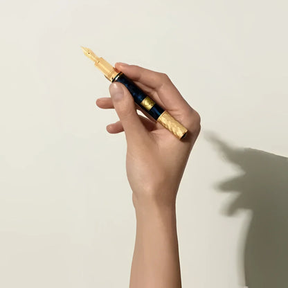 Montblanc Masters of Art Navy Blue Fountain Pen with Gold Trim Inspired by Gustav Klimt Limited Edition