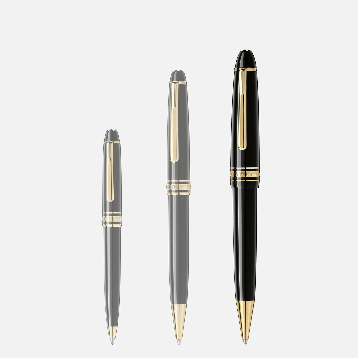 Three pens Montblanc Meisterst�ck Legrand ballpoint pen in black precious resin with elegant gold-plated details