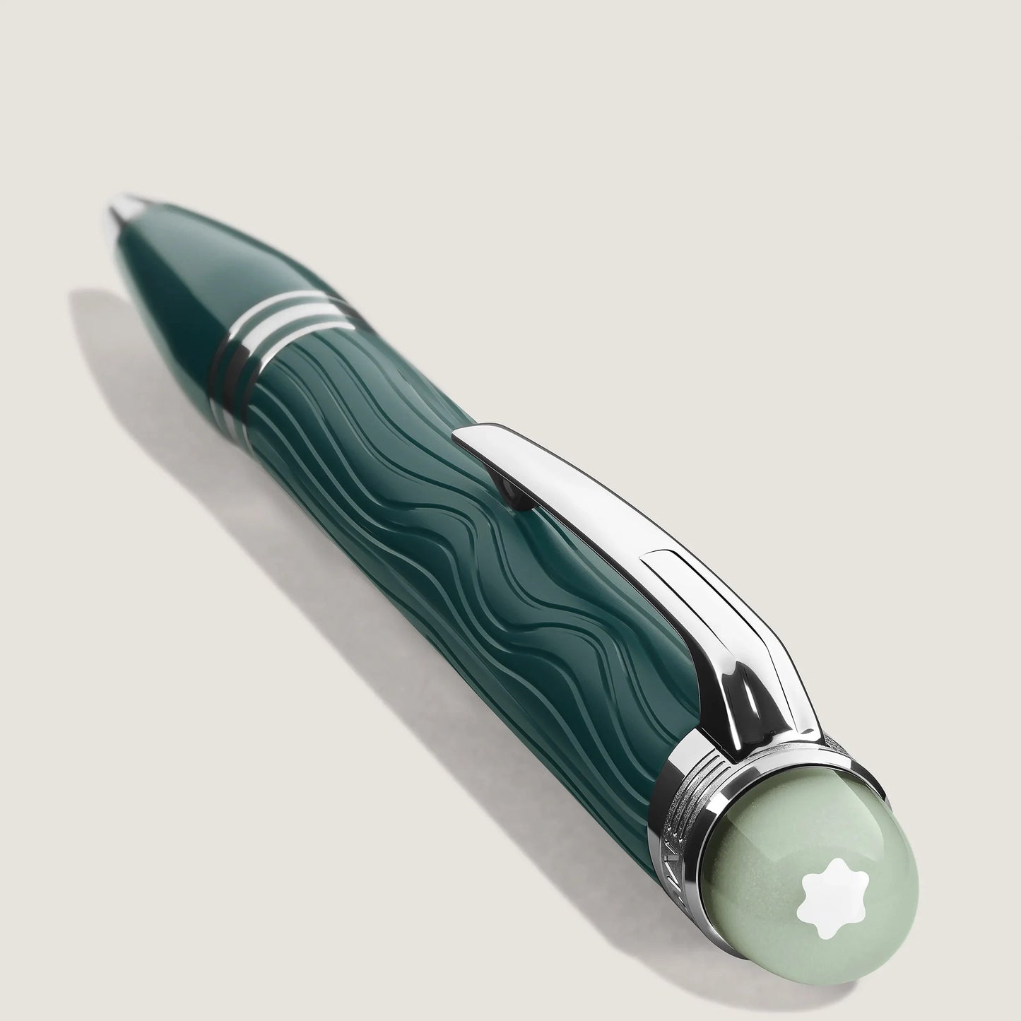 Montblanc Starwalker Polargreen Ballpoint Pen with Wavy Emerald Green Finish and Jade Green Cap with Star Logo