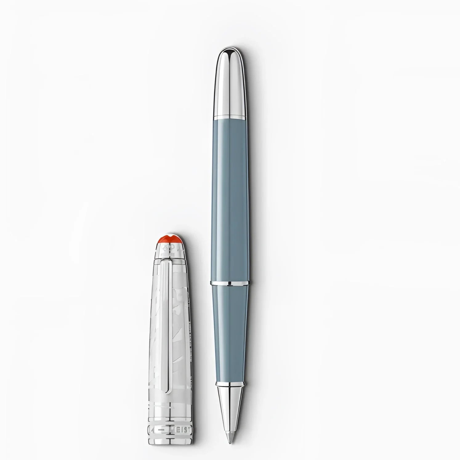Montblanc rollerball meisterst�ck x olympic heritage chamonix 1924 classic blue dou� pen with cap and silver trim