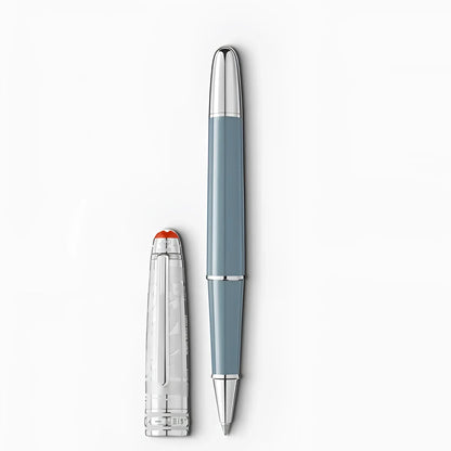 Montblanc rollerball meisterst�ck x olympic heritage chamonix 1924 classic blue dou� pen with cap and silver trim