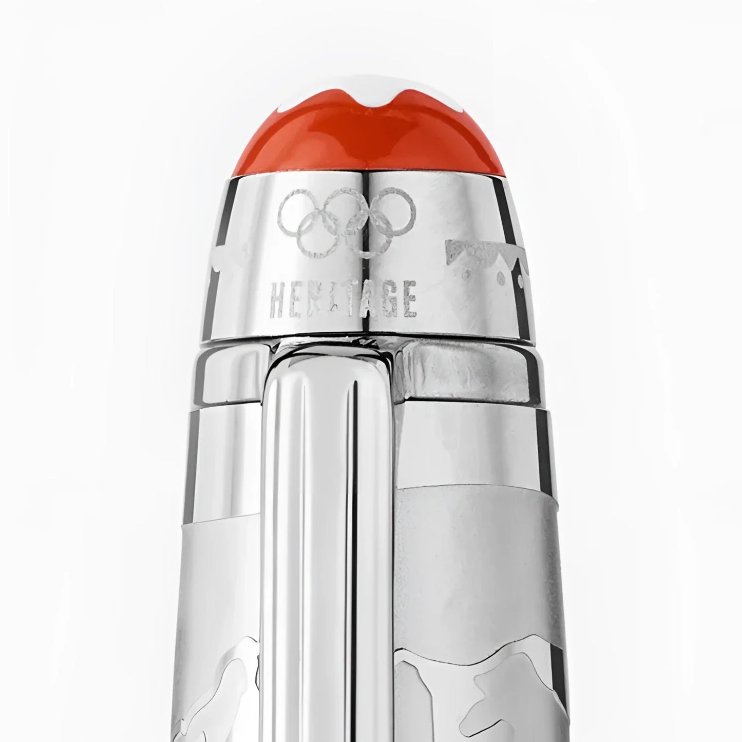 Montblanc Meisterst�ck Heritage Chamonix Olympic Heritage Rollerball Pen Silver with Red Cap and Engraved Olympic Rings