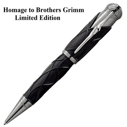 Montblanc penna a sfera writers edition homage to brothers grisw con incisioni intricate nero e argento