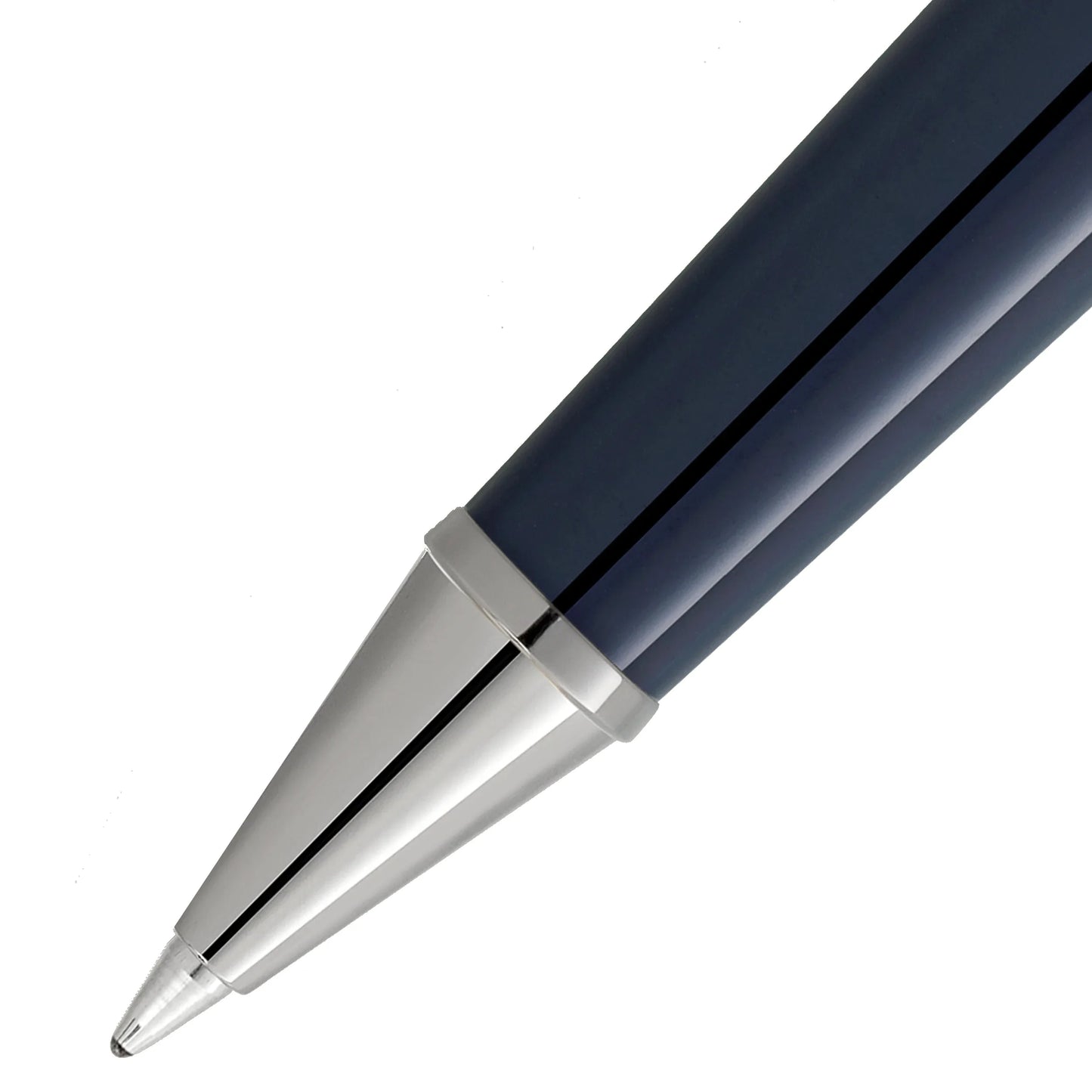 Montblanc roller classique meisterst�ck around the world in 80 days rollerball pen navy blue and silver with glossy finish