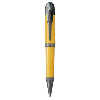 Montblanc Great Characters Enzo Ferrari Special Edition Modena Yellow Ballpoint Pen 130663 with modern yellow and silver design and textured grip