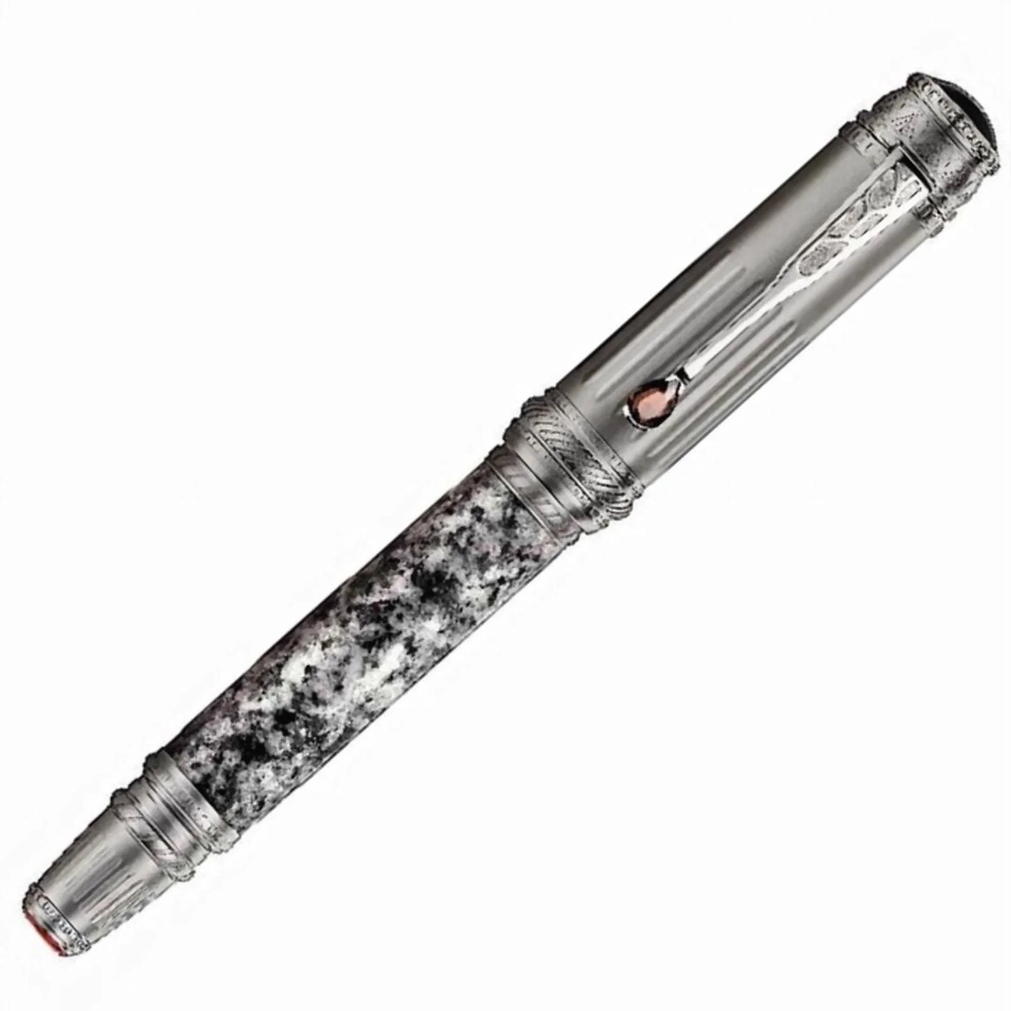Montblanc stilografica patron of art scipione borghese penna stilografica argento con corpo marmorizzato e clip in oro rosa