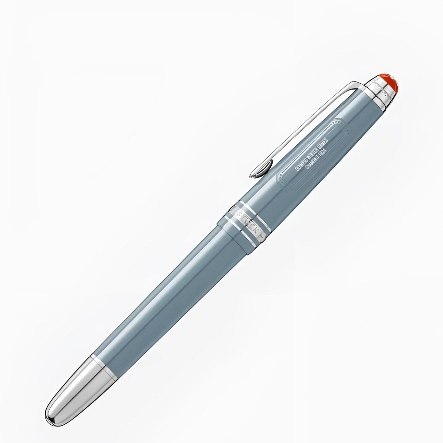 Montblanc roller meisterstück x olympic heritage chamonix 1924 classico penna stilografica azzurra con accenti in argento e cartuccia inchiostro rossa giochi olimpici heritage chamonix