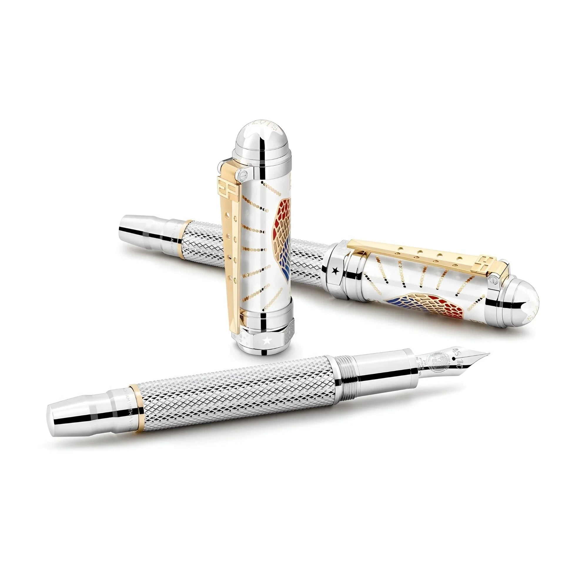 Montblanc roller great characters elvis presley limited edition 1935 fountain pen in silver and gold with intricate engravings