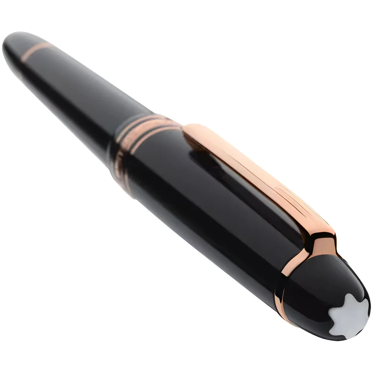 Montblanc Meisterstuck Classique Rollerball Pen in black precious resin with red gold details and white star on the cap
