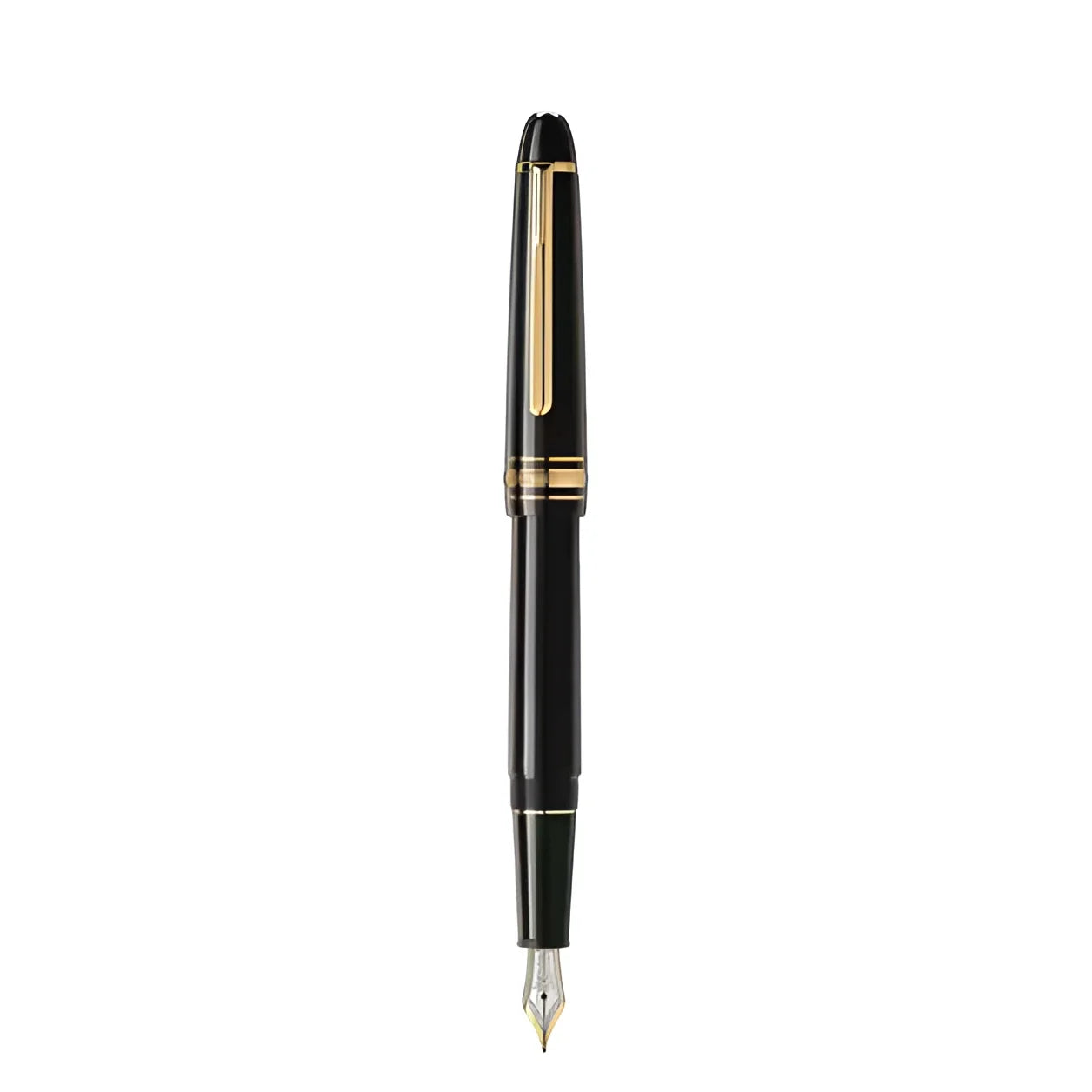 Stilografica meisterstück gold-coated nera con finitura oro e pennino in argento modello 132464 classe e eleganza