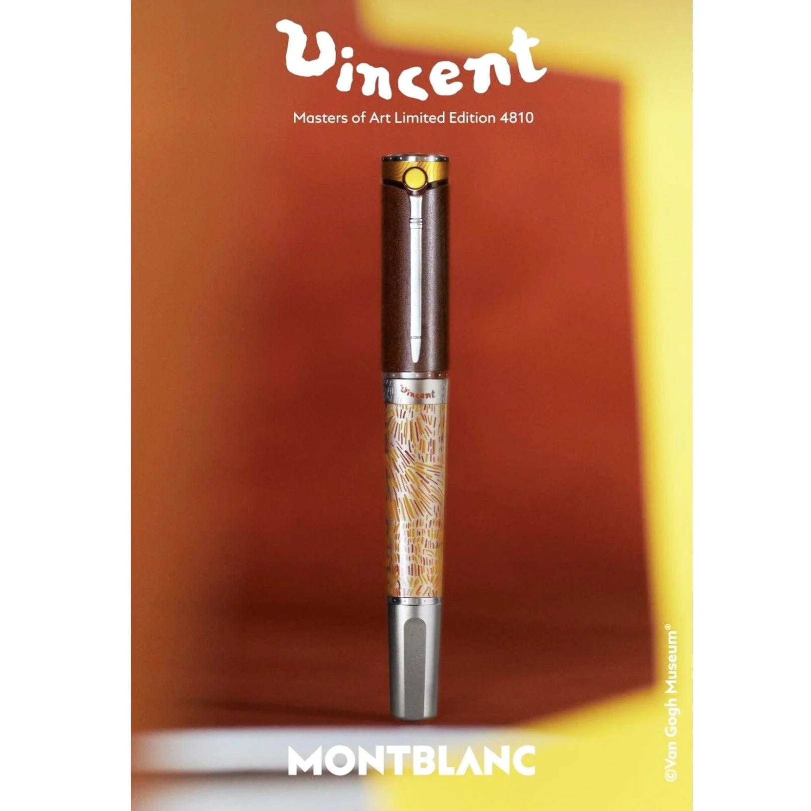 Montblanc roller masters of art hommage to vincent van gogh penna stilografica limitata in bronzo e argento con decorazioni di grano dorato