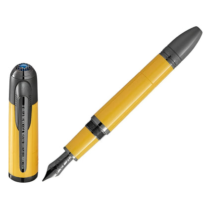 Penna stilografica montblanc great characters enzo ferrari giallo modena con dettagli neri e pennino argento